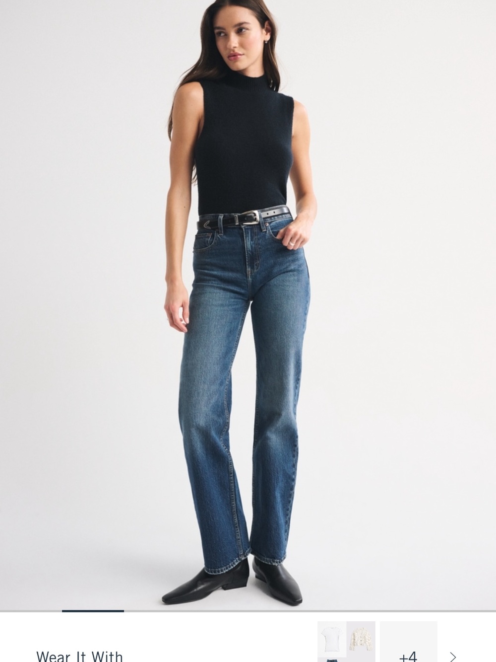 Abercrombie & Fitch Straight Leg Jeans in Medium Blue Wash
